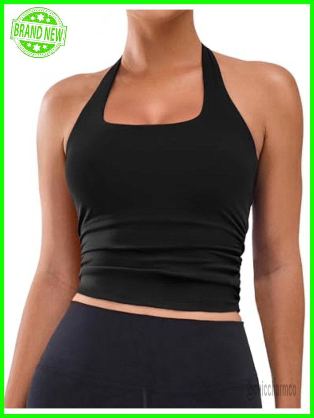 Womens Halter Tank Top with Built in Bra Backless Athletic Workout Top